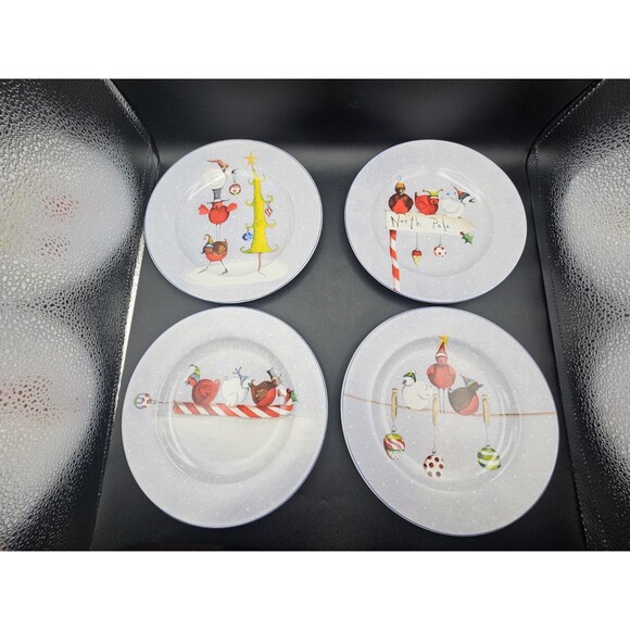 Vintage Oneida Frosty Feathers Stoneware Salad Dessert Plates Set Of 4 - Picture 2 of 8